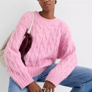 NWT Loft Heathered Fuzzy Cable Knit Sweater